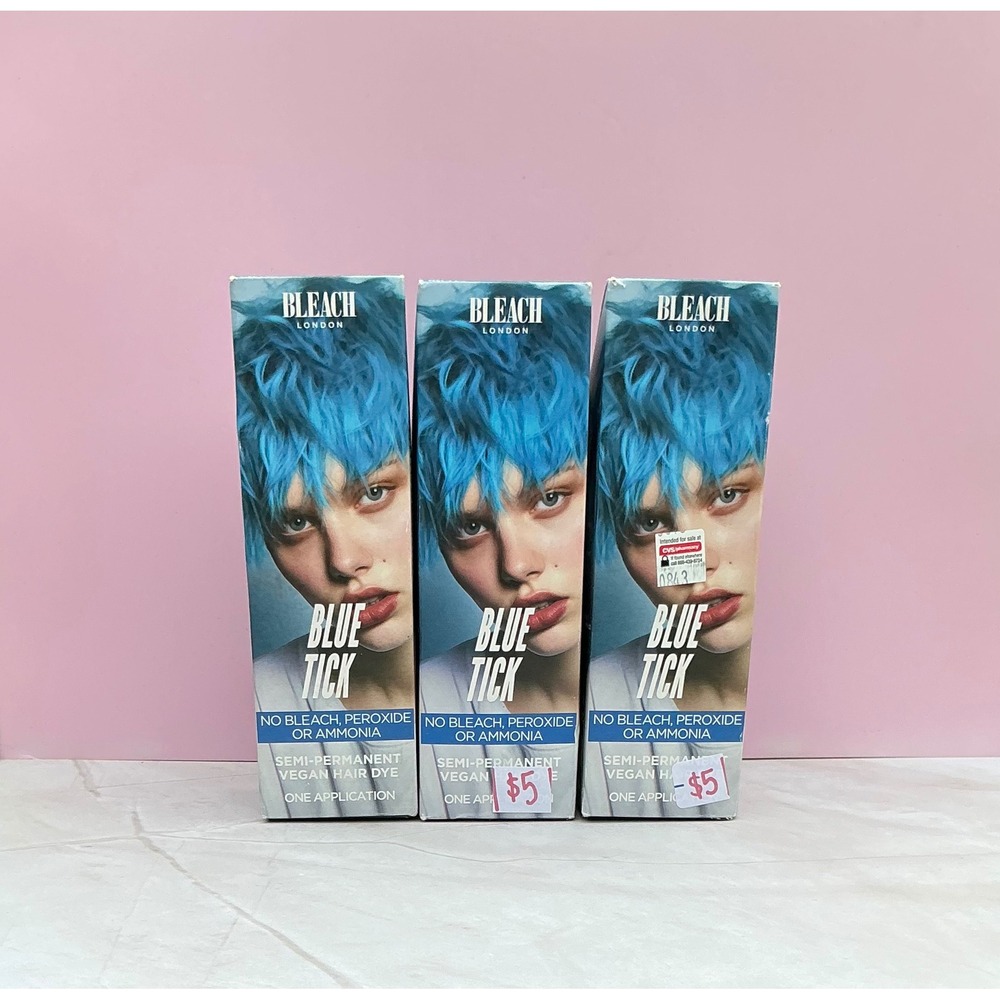 Bleach London Blue Tick Semi-Permanent Vegan Hair Dye 3-Pack